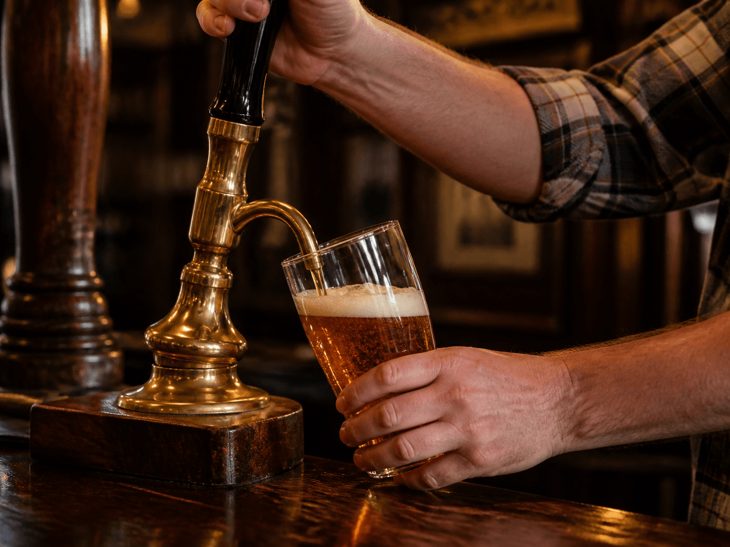 Atmospheric image of cask ale being pulled